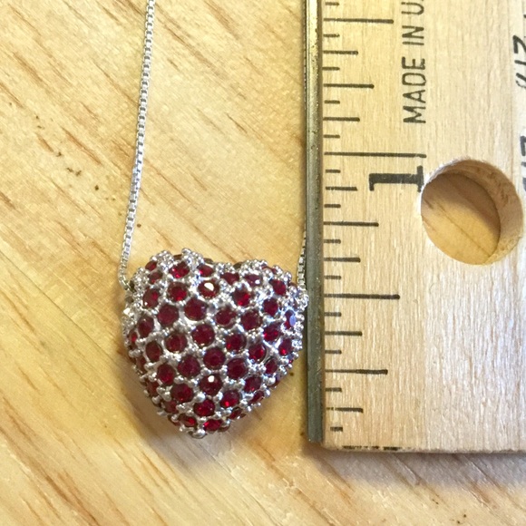 SOLD. Red Swarovski Crystals Heart Pendant - Picture 2 of 4
